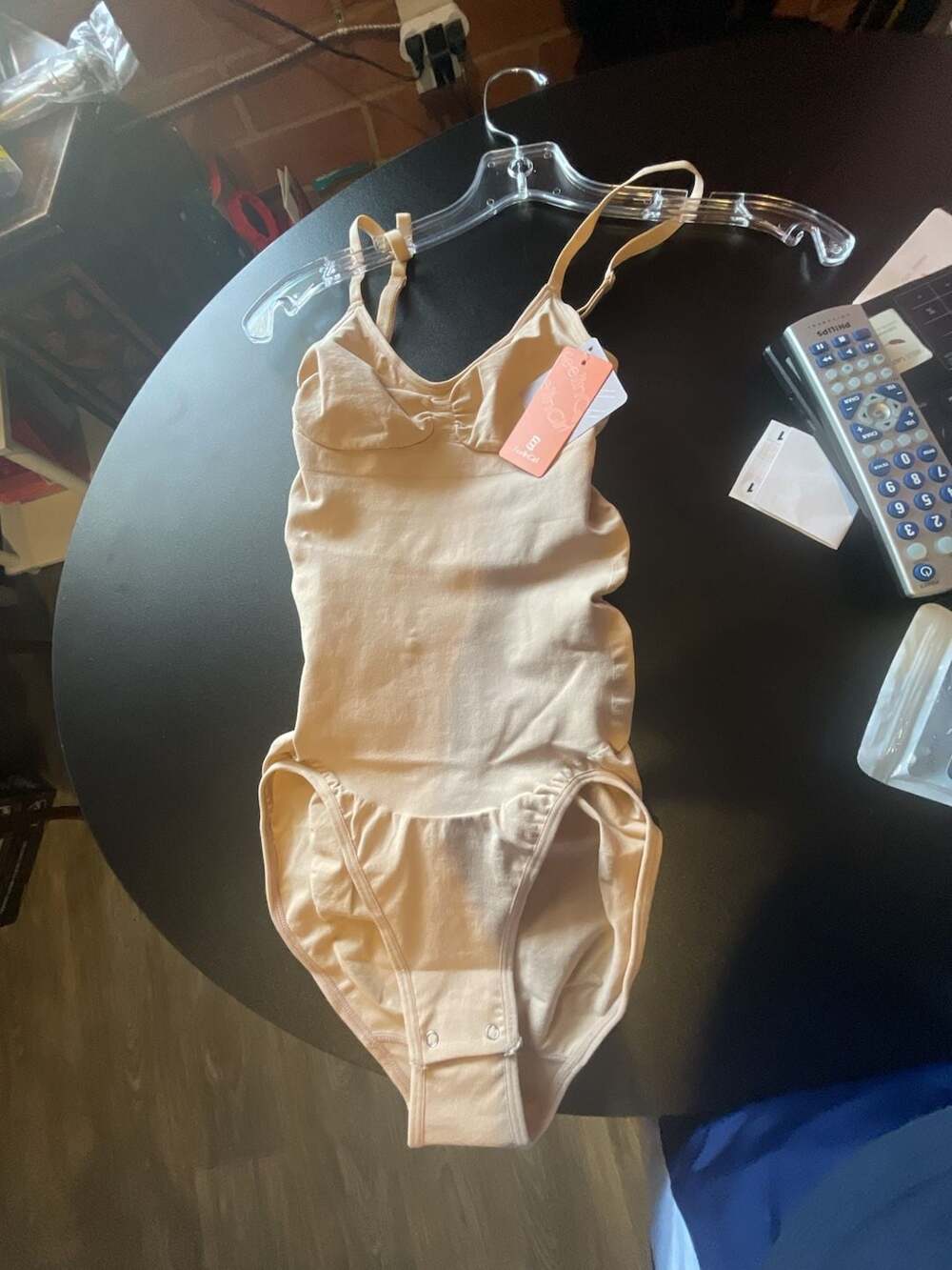 FeelinGirl Bodysuit Shapewear Size M/L Beige Spaghetti Strap Tummy Control